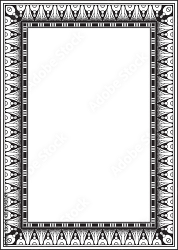 Vector monochrome black square Egyptian ornament. Endless Rectangle, Ring of Ancient Egypt. Geometric African frame