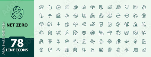 Net Zero icon collection. It contains symbols to environmental, global, technology, eco, earth. Minimalistic icon. Editable vector icon and illustration.