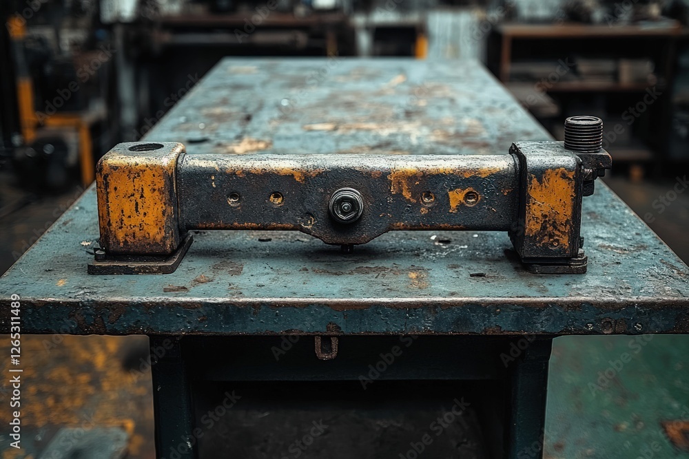 Rusty industrial metal device workbench detail Rusty industrial metal device workbench detail