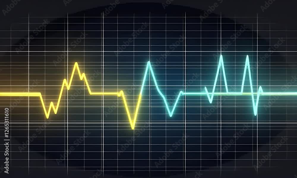 Dual heart rate monitor graph, medical technology Dual heart rate monitor graph, medical technology