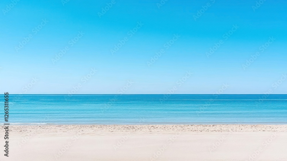Tranquil Turquoise Ocean And White Sand Beach Under Clear Blue Sky Tranquil Turquoise Ocean And White Sand Beach Under Clear Blue Sky