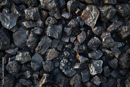 Wallpaper Mural Photo of Big pile of natural black coals. Detailed photo textured background Torontodigital.ca