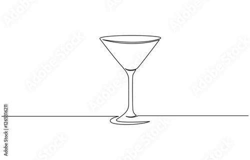 Сontinuous one line drawing of cocktail drink isolated on white background, Cocktail and lemon. Isolated on white background vector illustration.