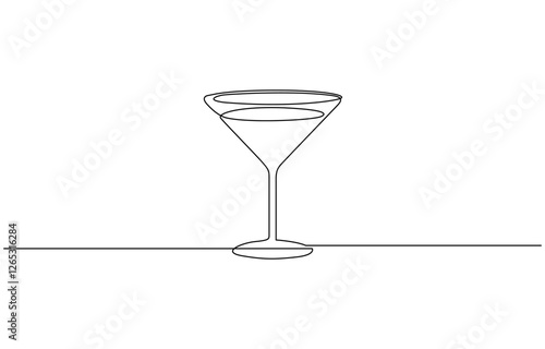 Сontinuous one line drawing of cocktail drink isolated on white background, Cocktail and lemon. Isolated on white background vector illustration.