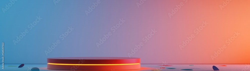 Obraz premium Dynamic Stage Setup for Events Studio Digital Artwork Vibrant Lighting Eye-Level View Creative Conceptualization