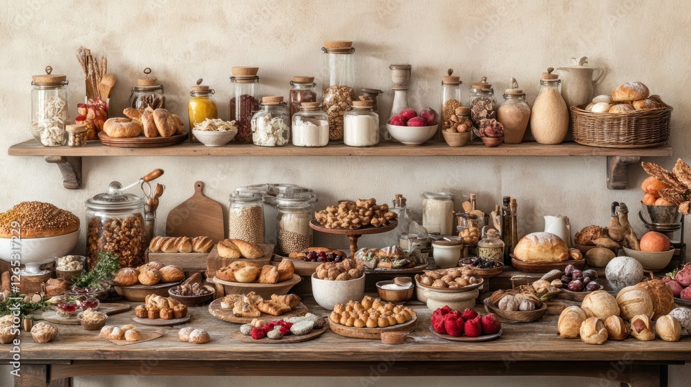 Fototapeta premium Rustic kitchen pantry food display