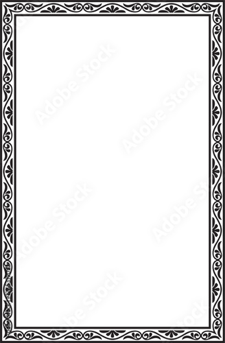 Vector black monochrome square stencil classic byzantine ornament. Rectangle, border, Ancient Greece, Eastern Roman Empire frame. Decoration of the Russian Orthodox Church