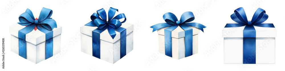 Decorative Gift Boxes with Blue Ribbons for Hanukkah Celebration Decorative Gift Boxes with Blue Ribbons for Hanukkah Celebration