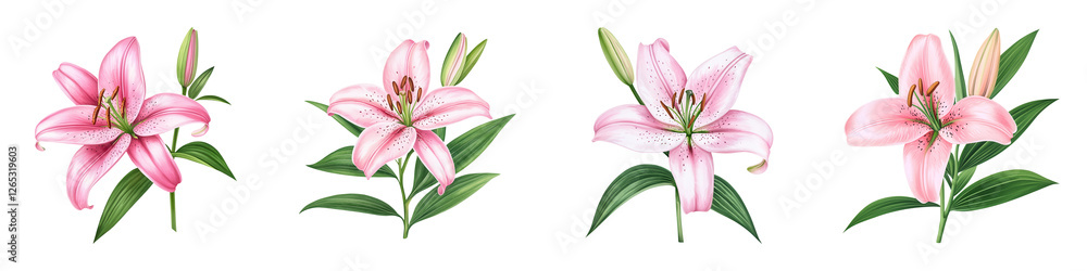 Delicate Pink Lily Petals in Gentle Soft Arrangement Delicate Pink Lily Petals in Gentle Soft Arrangement