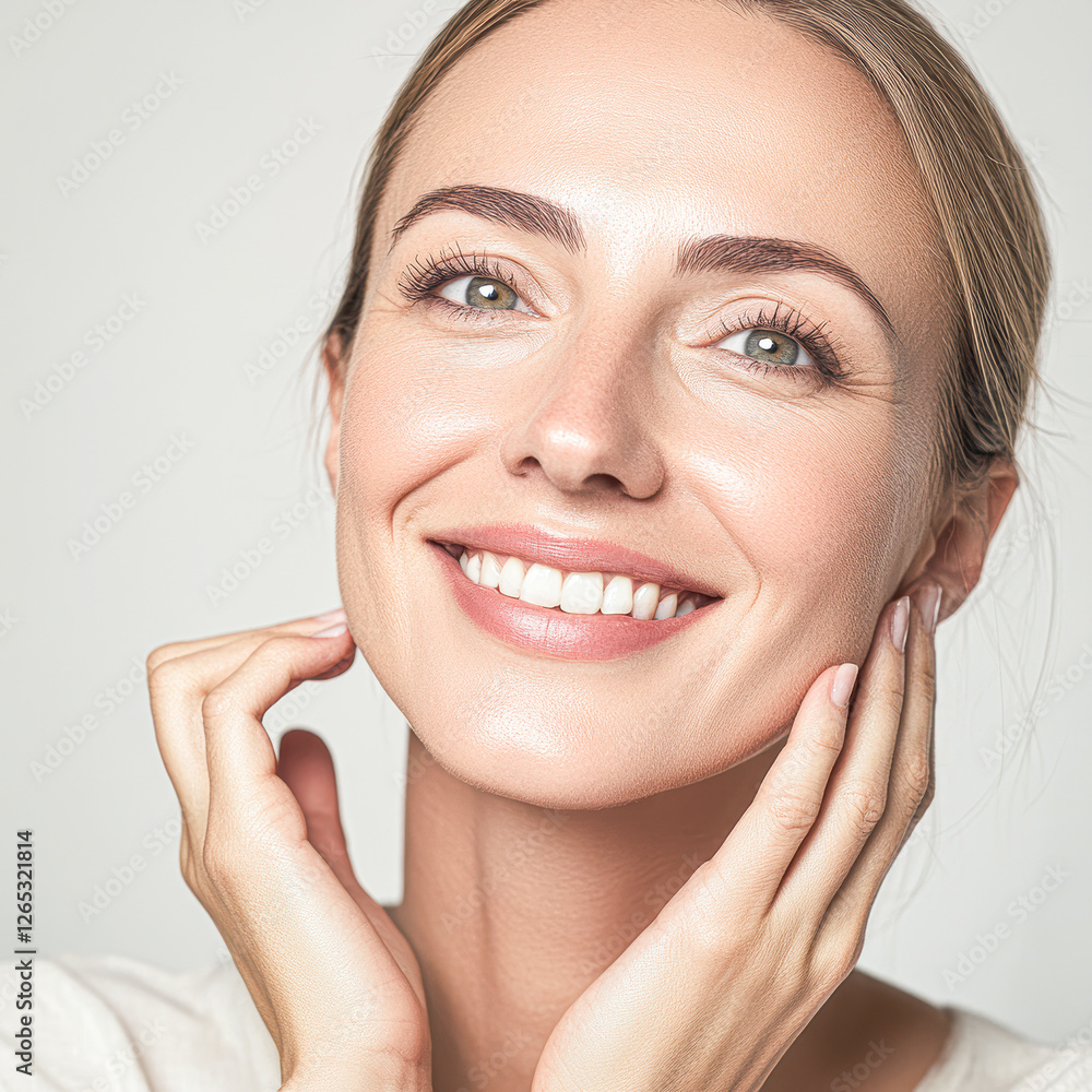 Smiling woman portrait studio photography bright close-up beauty Smiling woman portrait studio photography bright close-up beauty