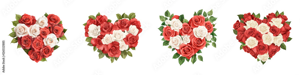 Heart-Shaped Arrangement of Red and White Roses for Romantic Occasions Heart-Shaped Arrangement of Red and White Roses for Romantic Occasions