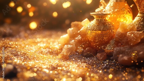 Golden Perfume Bottles Desert Sparkle