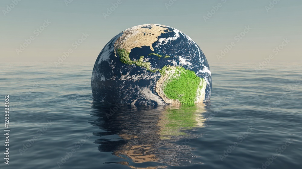 Fototapeta premium Sinking Earth, Ocean, Climate Change