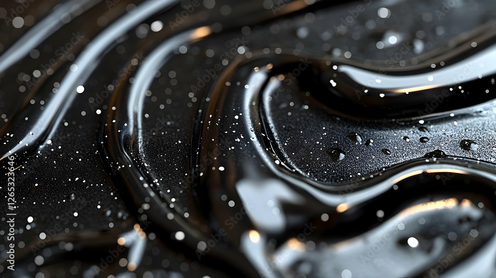 Abstract Black Liquid Texture With Glitter Design Abstract Black Liquid Texture With Glitter Design