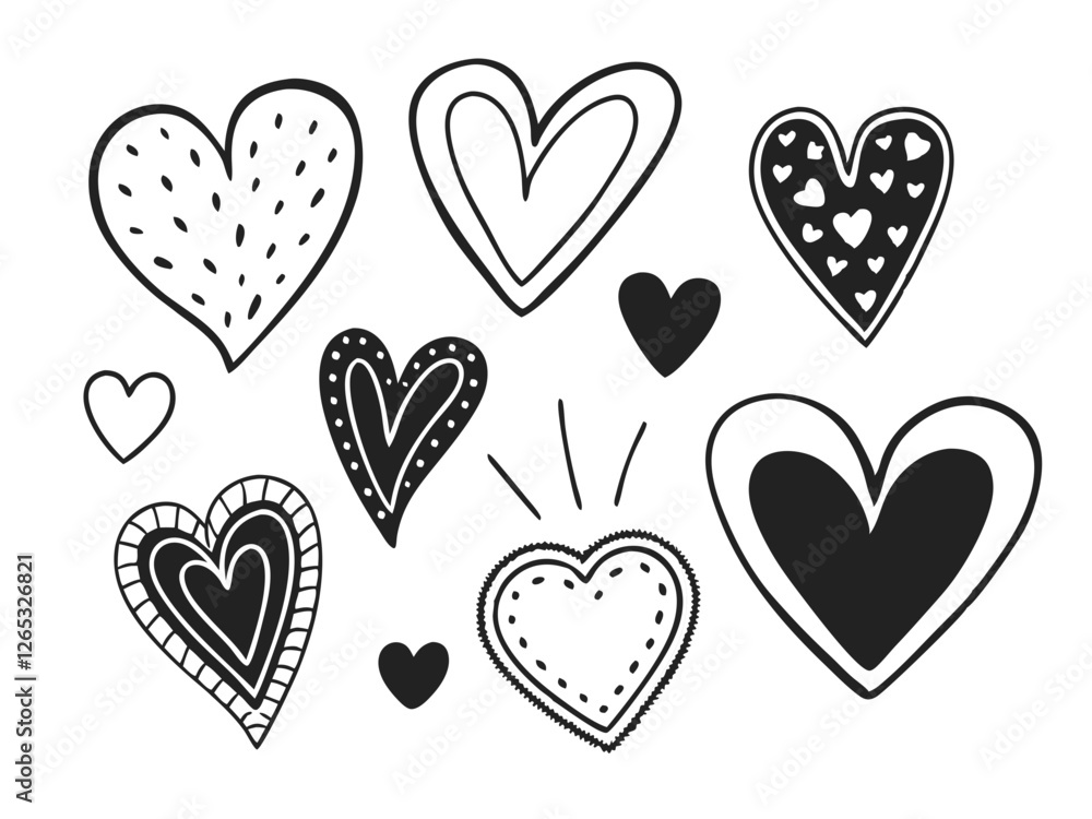 hearts Hand drawn Elements, Vector icon, Line art Vector, Doodle Icon hearts Hand drawn Elements, Vector icon, Line art Vector, Doodle Icon