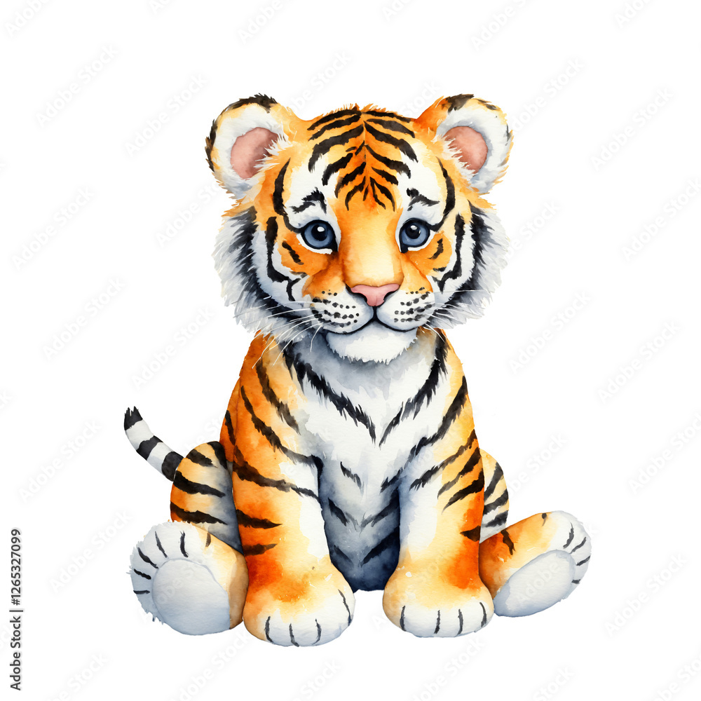Obraz premium A cute Tiger stuffed toy Illustration on transparent background.