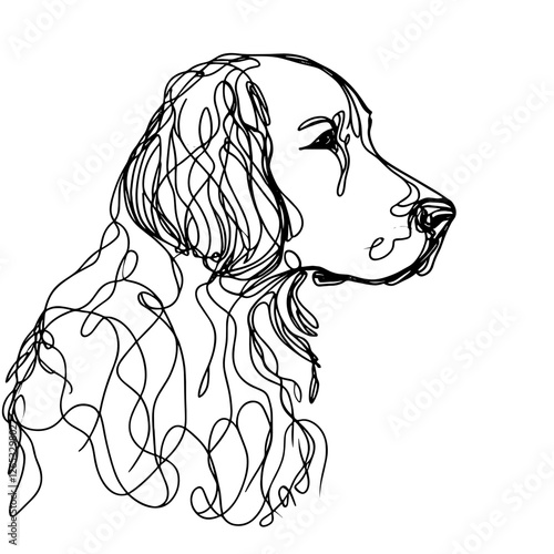 English Setter breed Dog Continuous one line drawing, inimalist vector illustration design on white background. Simple line modern graphic style. Hand drawn graphic concept