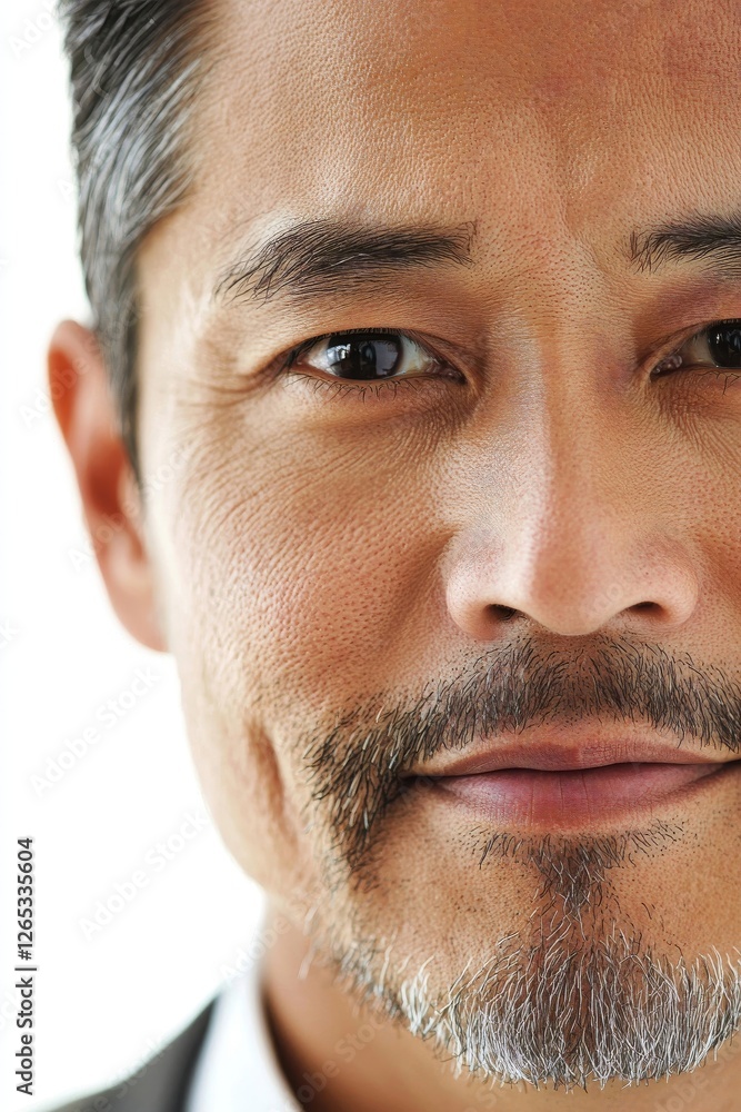 Fototapeta premium Close-up Portrait of a Confident Asian Man with Goatee