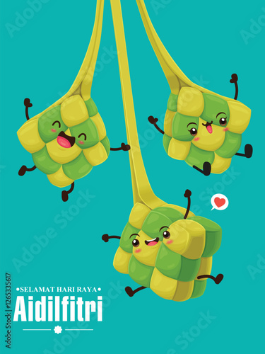 Hari Raya Aidilfitri background design with ketupat. Malay means Fasting day celebration, I seek forgiveness, physically and spiritually.