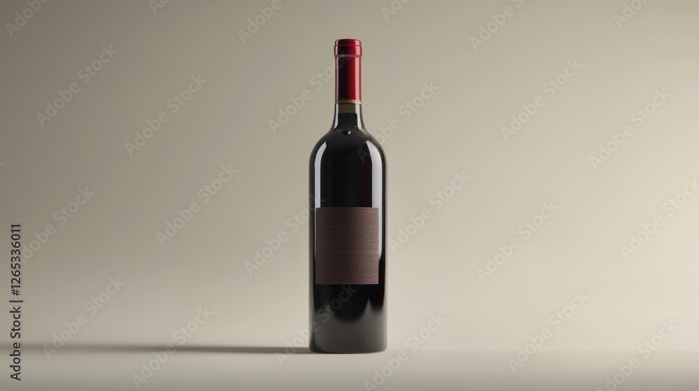 Elegant Red Wine Bottle Mockup, Studio Shot, Blank Label Elegant Red Wine Bottle Mockup, Studio Shot, Blank Label