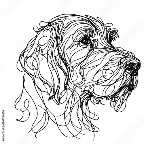 German Wirehaired Pointer breed Dog Continuous one line drawing, inimalist vector illustration design on white background. Simple line modern graphic style. Hand drawn graphic concept