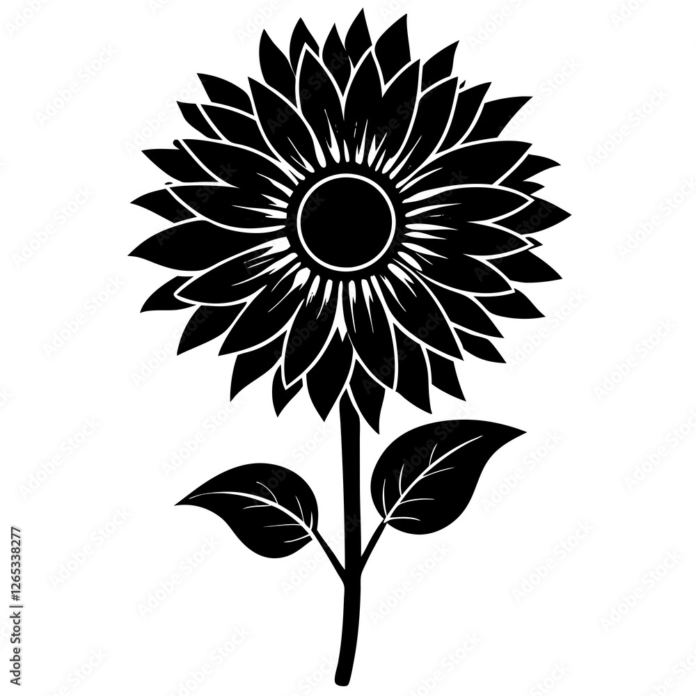 sunflower Silhouette vector on white background sunflower Silhouette vector on white background