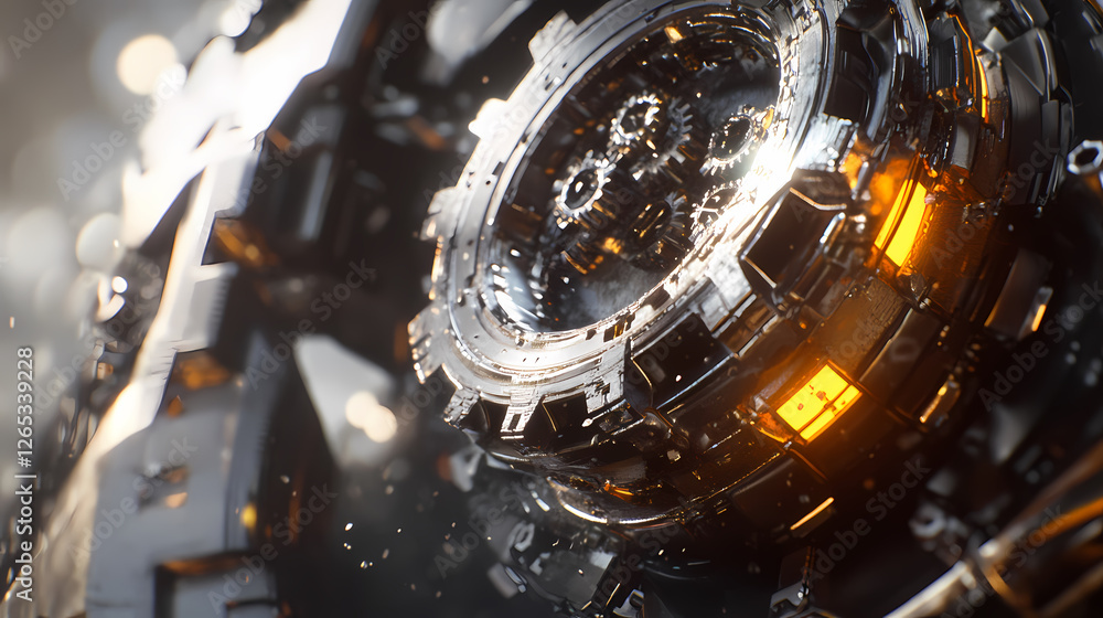 Sci-Fi Mechanical Gear with Glowing Core Sci-Fi Mechanical Gear with Glowing Core