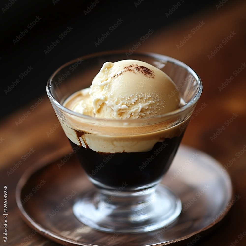 Creamy Vanilla Ice Cream Affogato Espresso Coffee Dessert Creamy Vanilla Ice Cream Affogato Espresso Coffee Dessert