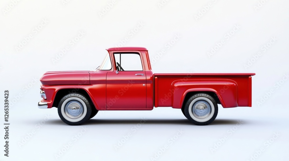 Red classic truck studio shot, transport design Red classic truck studio shot, transport design