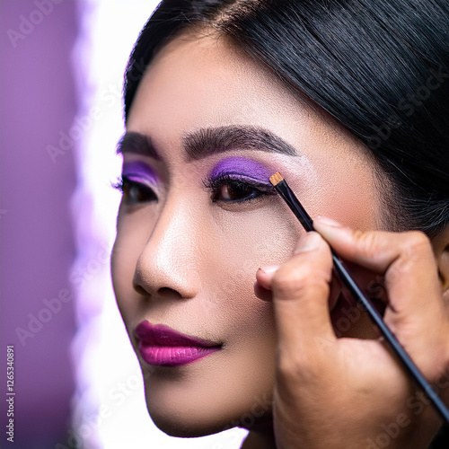 Wallpaper Mural Bold Purple Eyeliner Enhancing Beauty of Young Lady Torontodigital.ca