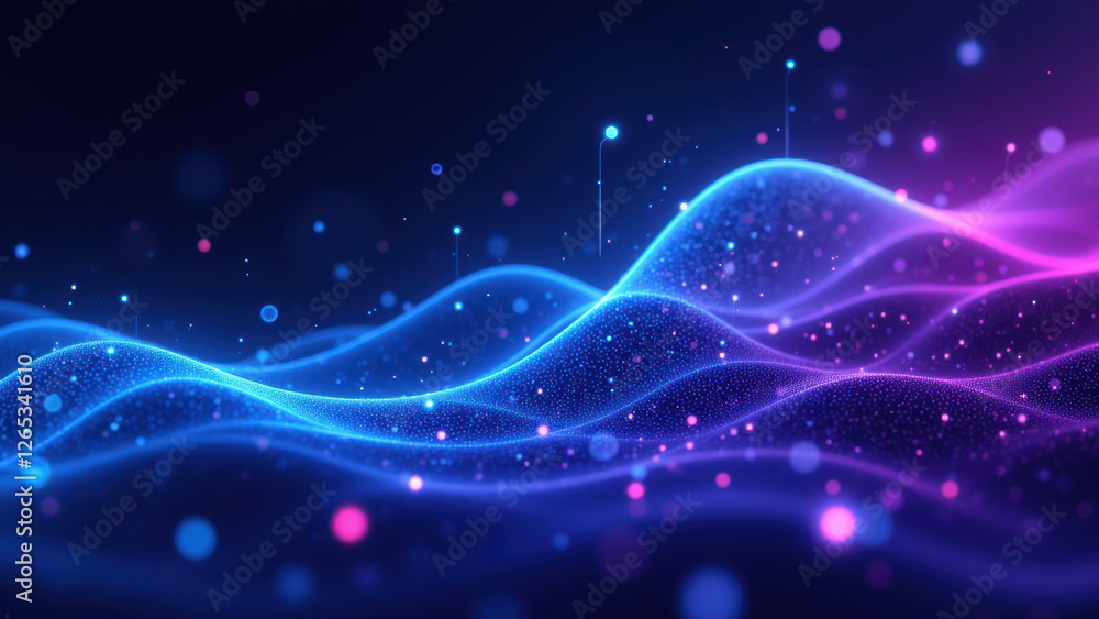 Fototapeta premium A digital illustration of a futuristic cloud computing environment with neon lights and particles, emphasizing themes of ci/cd, Docker, Kubernetes, DevOps.