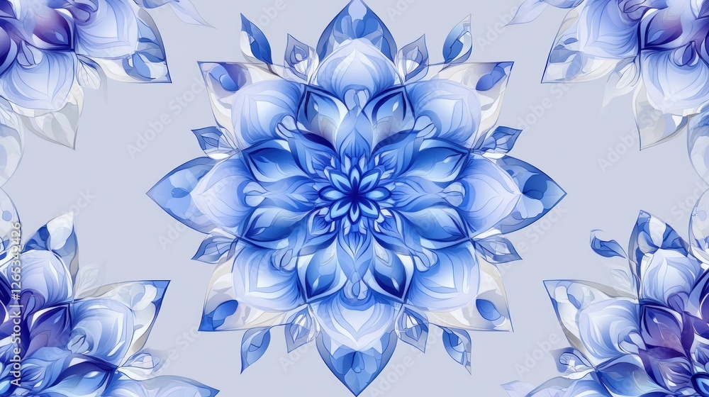 Obraz premium Blue floral mandala textile design