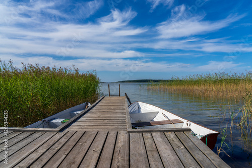 Fototapeta Naklejka Na Ścianę i Meble -  Lake Seksty. Landscape of Masuria in Poland, Karwik village in the Pisz area.