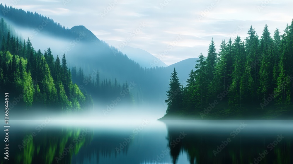 A serene landscape featuring a tranquil lake surrounded by lush green trees and misty mountains, creating a peaceful atmosphere perfect for relaxation and nature appreciation. A serene landscape featuring a tranquil lake surrounded by lush green trees and misty mountains, creating a peaceful atmosphere perfect for relaxation and nature appreciation.