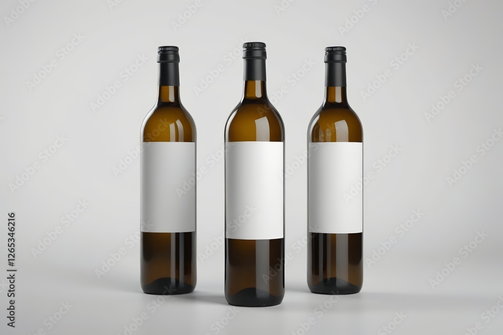three bottles of wine with a white label on them three bottles of wine with a white label on them