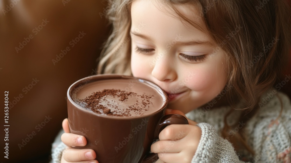 A Child's Delight: Enjoying a Warm Cup of Hot Chocolate Blissfully A Child's Delight: Enjoying a Warm Cup of Hot Chocolate Blissfully