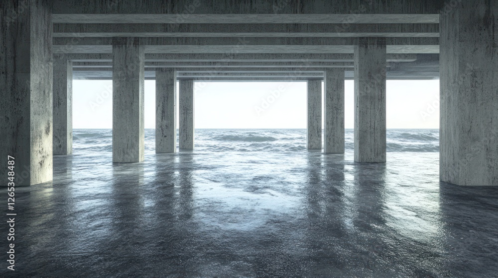 Concrete Pier Overlooking Ocean Concrete Pier Overlooking Ocean