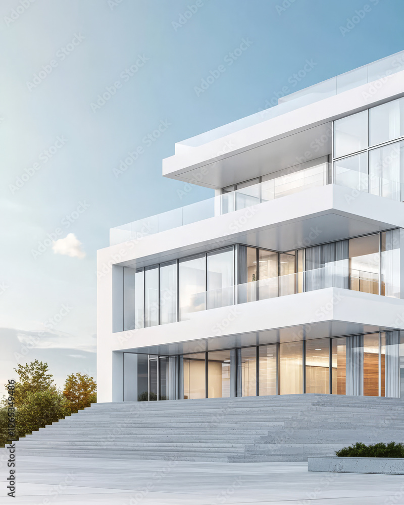 Modern architecture showcases sleek design and expansive glass in a contemporary building Modern architecture showcases sleek design and expansive glass in a contemporary building