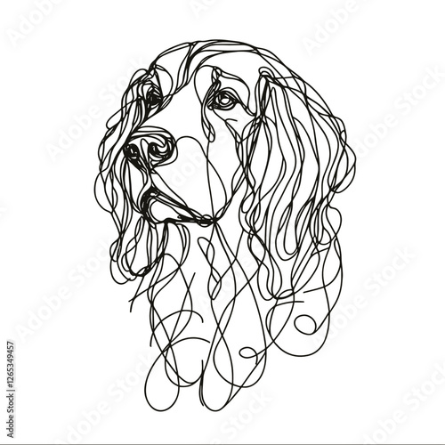Gordon Setter breed Dog Continuous one line drawing, inimalist vector illustration design on white background. Simple line modern graphic style. Hand drawn graphic concept