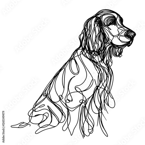 Gordon Setter breed Dog Continuous one line drawing, inimalist vector illustration design on white background. Simple line modern graphic style. Hand drawn graphic concept