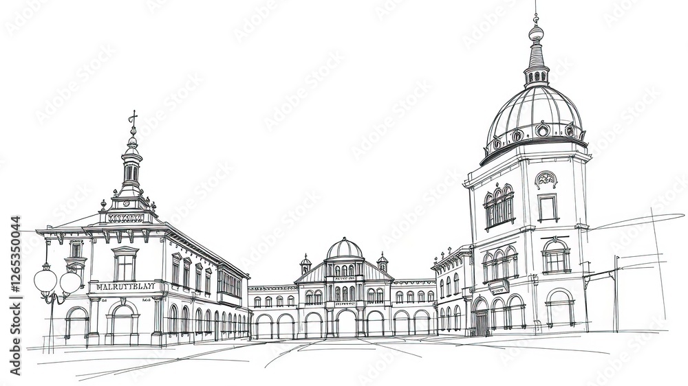Obraz premium Aged Architectural Sketches on Antique Paper