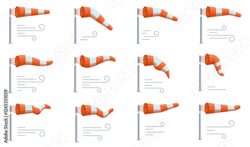 Windsock wind speed set icon