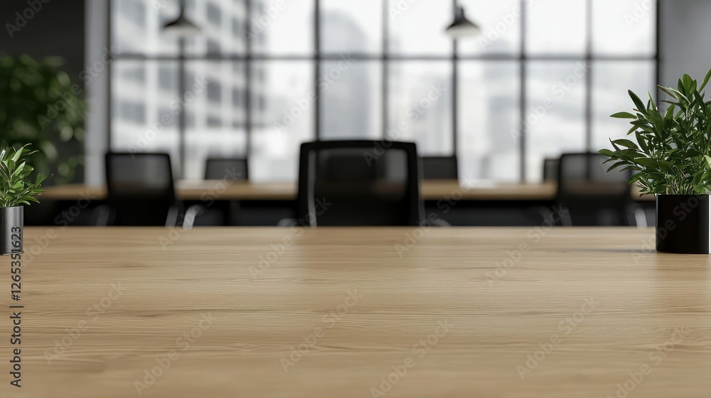 Empty Wooden Table In Modern Office Boardroom Empty Wooden Table In Modern Office Boardroom