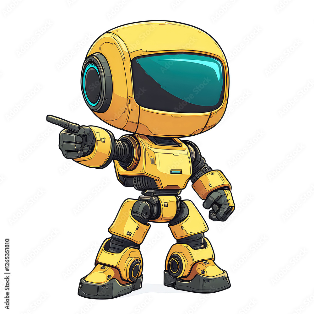 Adorable Yellow Robot Character Illustration: Futuristic Digital Art Adorable Yellow Robot Character Illustration: Futuristic Digital Art
