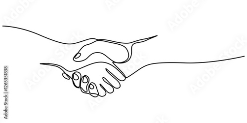 two businessmen shaking hands. Continuous one line drawing illustration vector, One line drawing of a handshake drawn with a single line, Business agreement vector concept, Handshaking of businessmen.