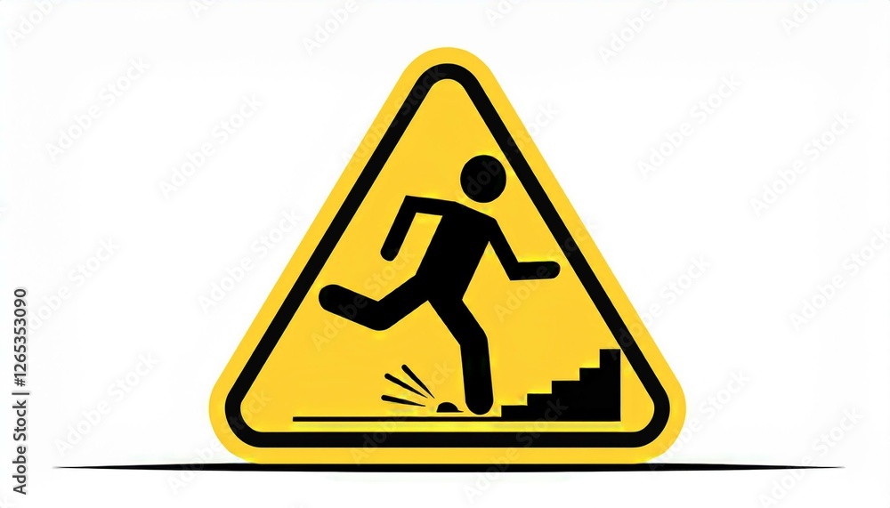 Mind your step icon. Trip, stumble caution sign with fall pictogram man. Warning, danger, yellow triangle sign. perfect any project.. Mind your step icon. Trip, stumble caution sign with fall pictogram man. Warning, danger, yellow triangle sign. perfect any project..
