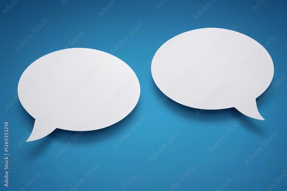 two white speech bubbles on a blue background two white speech bubbles on a blue background