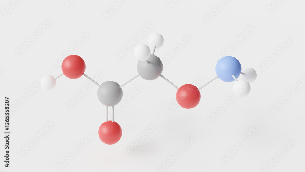 aminooxyacetic acid molecule 3d, molecular structure, ball and stick model, structural chemical formula gaba transaminase inhibitors aminooxyacetic acid molecule 3d, molecular structure, ball and stick model, structural chemical formula gaba transaminase inhibitors