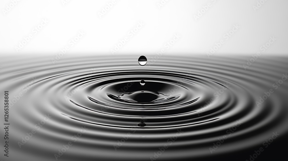 Water Droplet Impacting Still Dark Liquid Surface Water Droplet Impacting Still Dark Liquid Surface