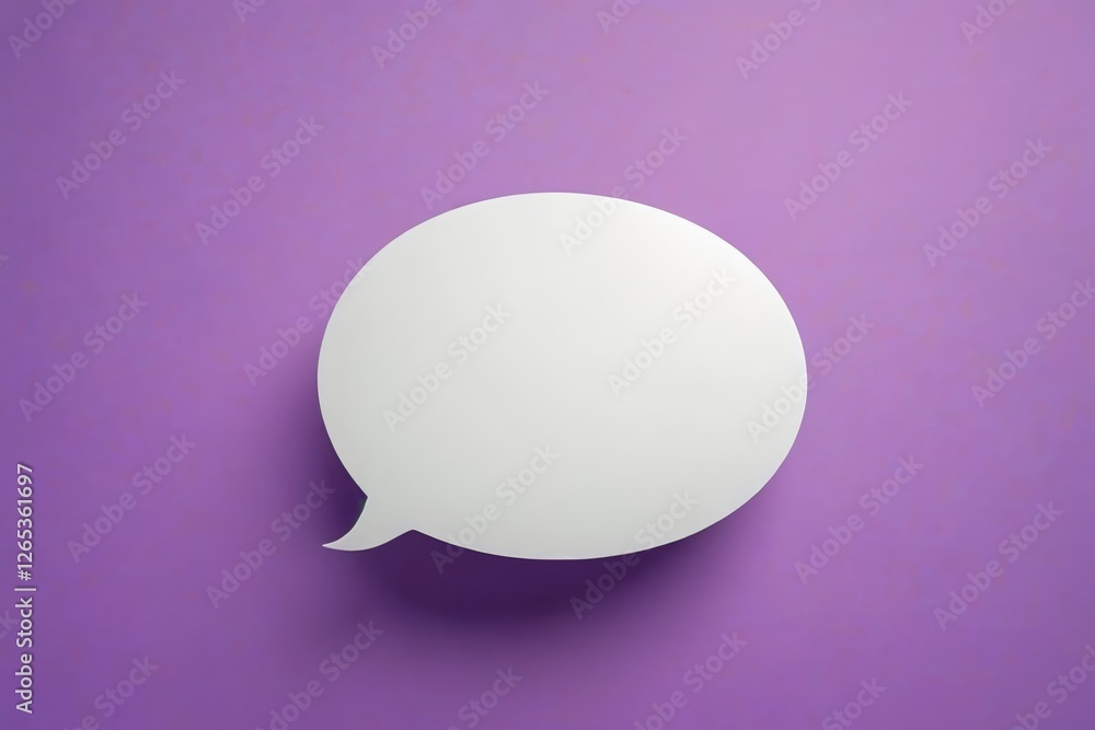 a close up of a white speech bubble on a purple background a close up of a white speech bubble on a purple background